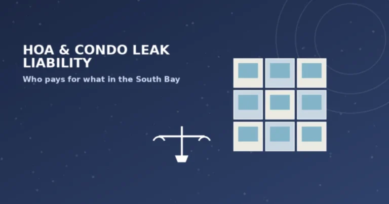 Graphic showing HOA and condo leak liability in the South Bay