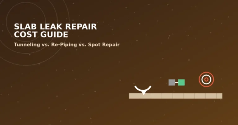 Illustration of slab leak repair cost guide comparing tunneling, re-piping, and spot repair